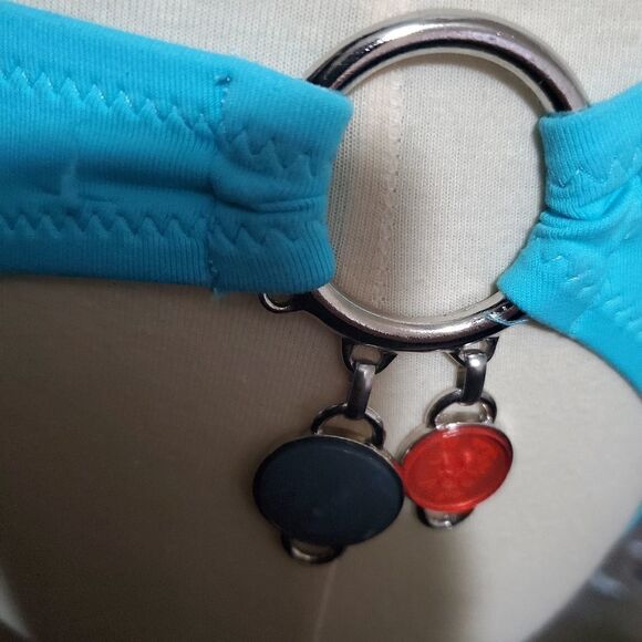 BECCA Blue Button Accented Bikini Set Size Medium - Picture 10 of 16